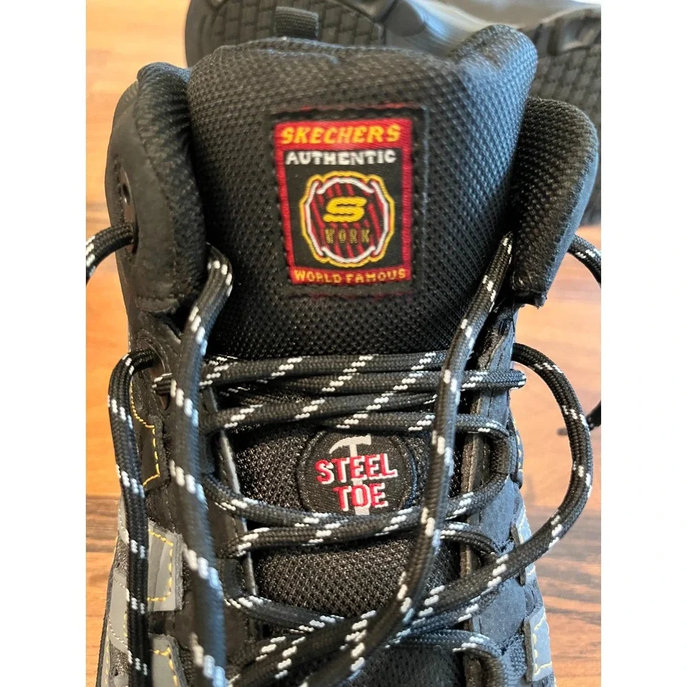 Skechers Holdredge Rebem Steel Toe Work Boot Mens 14 Black Charcoal 77108